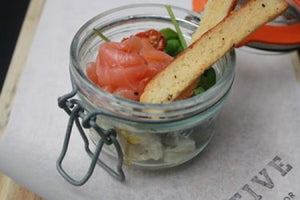 Glenarm Smoked Salmon Served on a Yellow Door Soda Bread Croute With a Dulse & Lemon Creme Fraiche