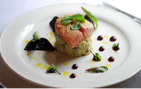 Danny Millar's Poached Glenarm Organic Salmon on a  Crab And Potato Salad